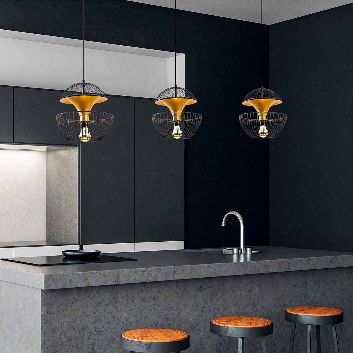 Lustra Telmander Chandelier - Auriu Negru, SKU 942FLG1253