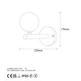 Aplică de perete Domino - 11034, Auriu, Ø10 cm