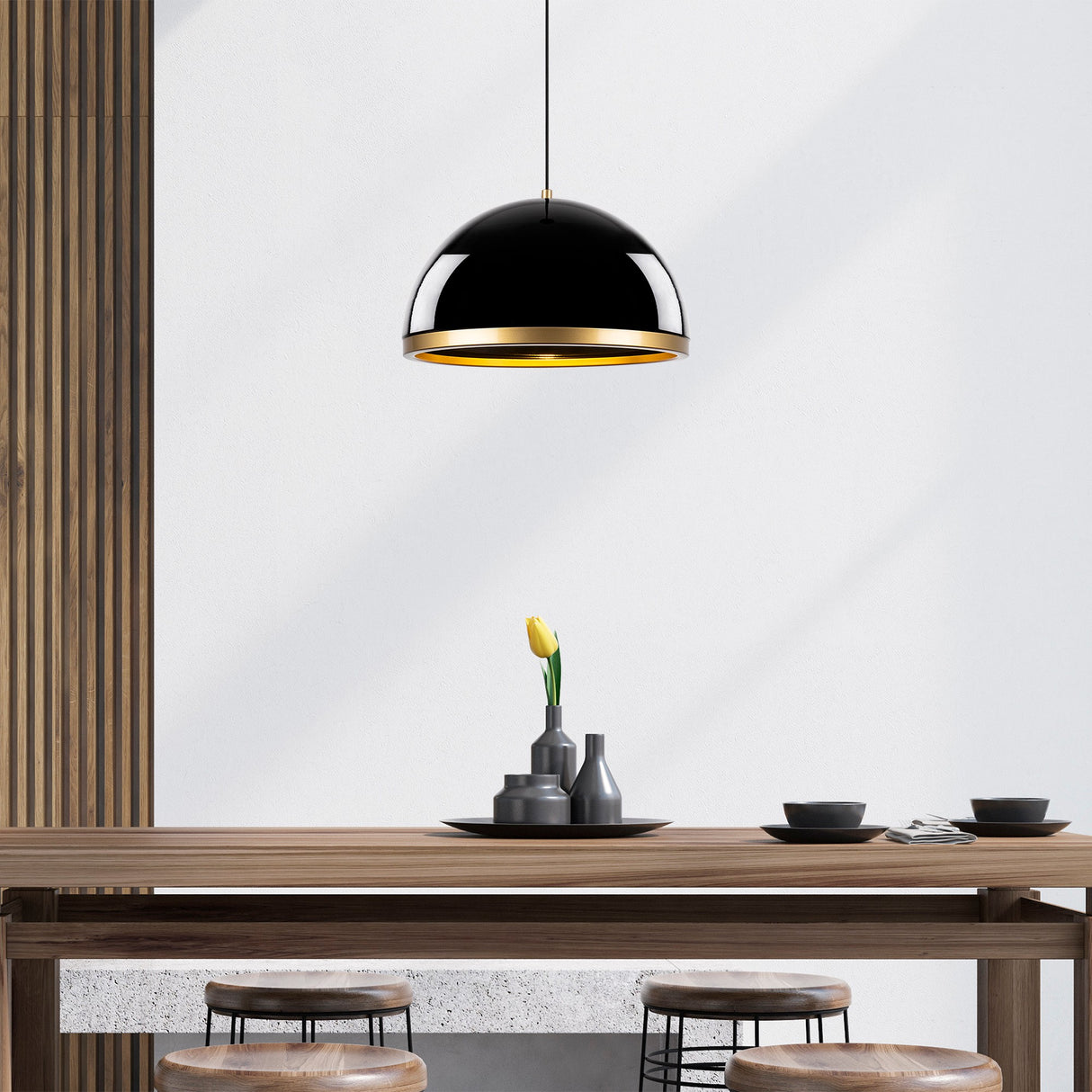 Lustră Fenerci - 11535, Negru - Auriu, Ø40x120 cm