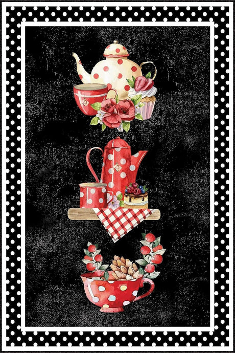 Covor de bucatarie Ceai Fructe, Negru, 60x100 cm