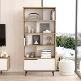 Bibliotecă ON4-SW, Stejar - Alb, 84x30x176 cm