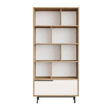 Bibliotecă ON4-SW, Stejar - Alb, 84x30x176 cm