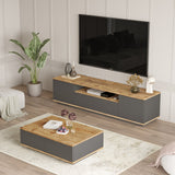 Set mobilă pentru sufragerie FR17-AA, Pin atlantic - Antracit, 180x45x45 cm