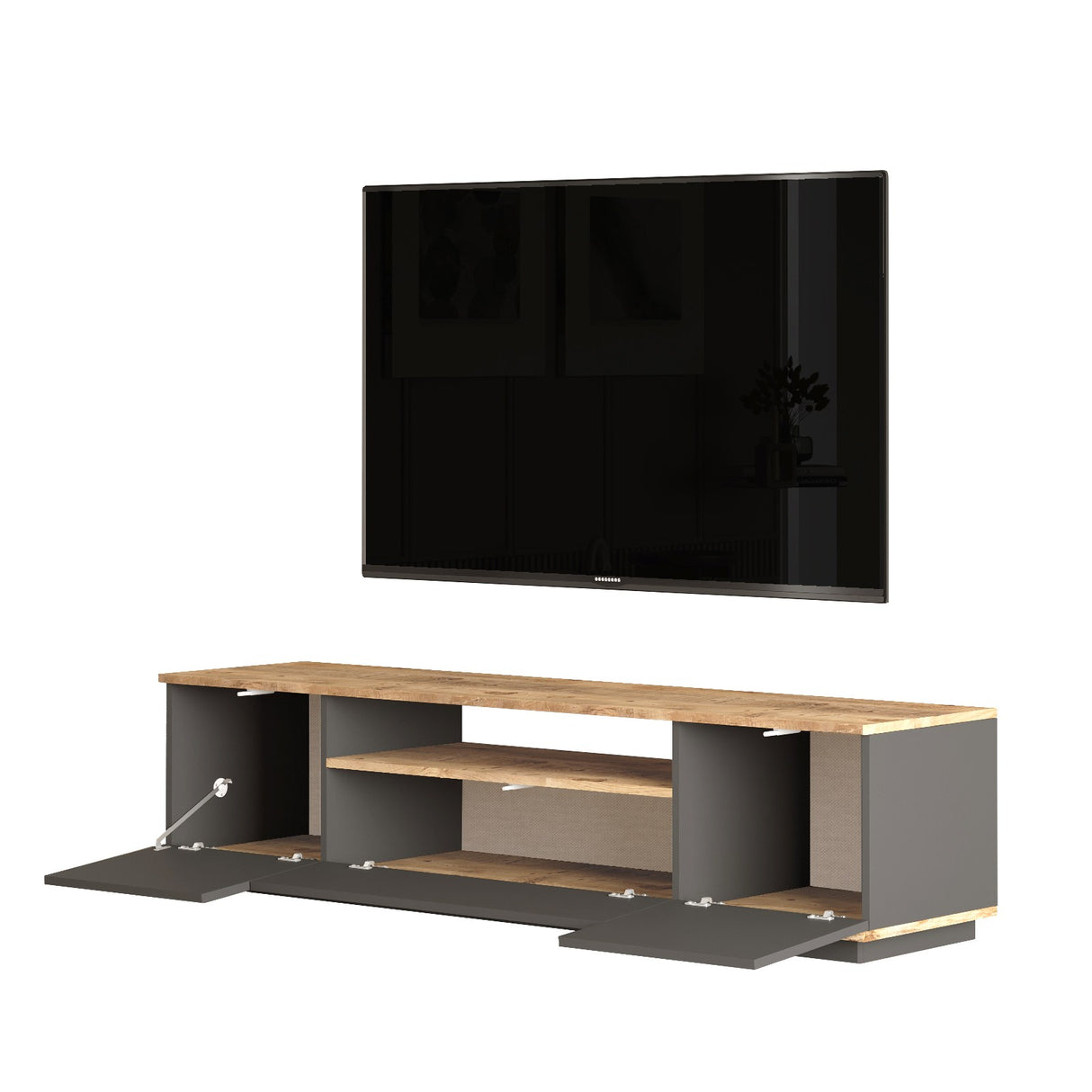 Set mobilă pentru sufragerie FR17-AA, Pin atlantic - Antracit, 180x45x45 cm