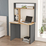 Birou cu Biblioteca Sanaber, 90 x 149 x 52 cm - Gri, SKU 956LCS1135