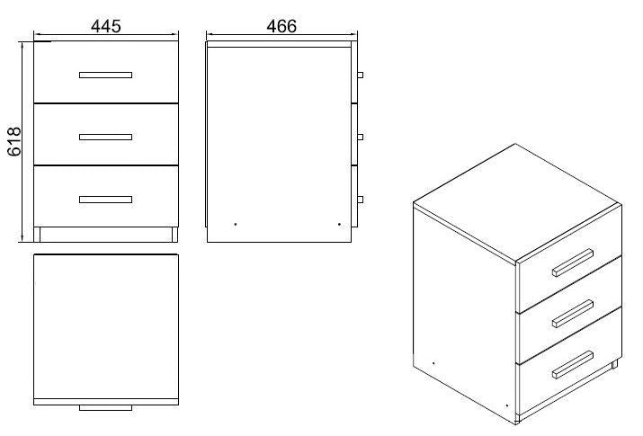 Corp mobil Vo3-Ba, Nuc - Antracit, 45x47x62 cm
