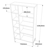 Biblioteca Silahtar cu 9 rafturi, 72 x 134 x 26 cm - Stejar, SKU 956LCS1405