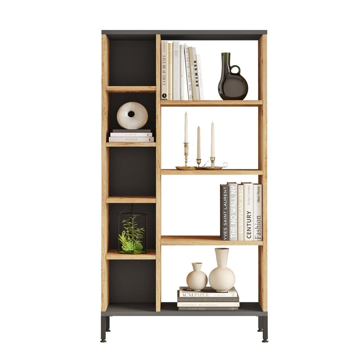 Biblioteca Silahtar cu 9 rafturi, 72 x 134 x 26 cm - Stejar, SKU 956LCS1405