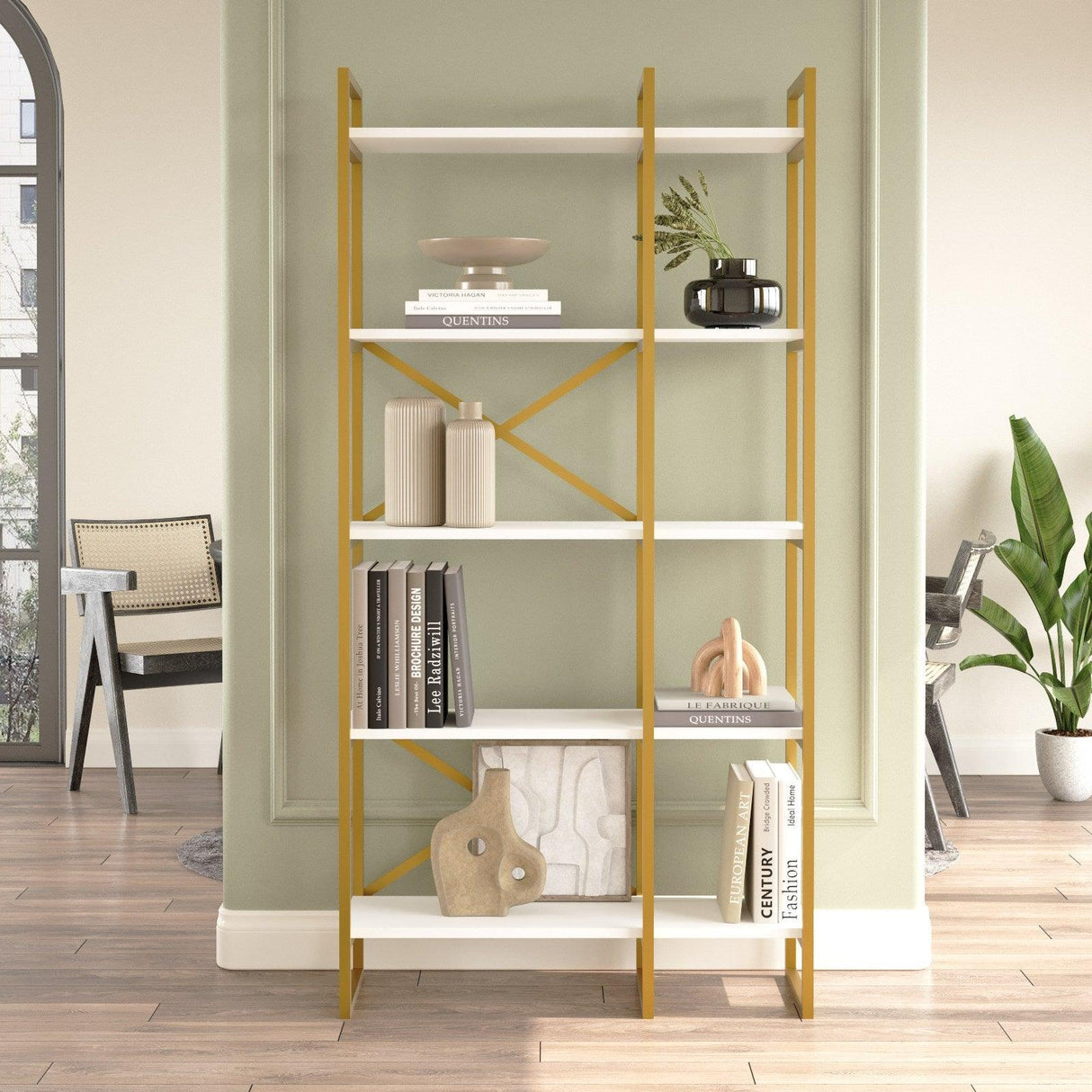 Biblioteca Dudu Lux,  88 x 175 x 30 cm - Alb, SKU 956LCS1423