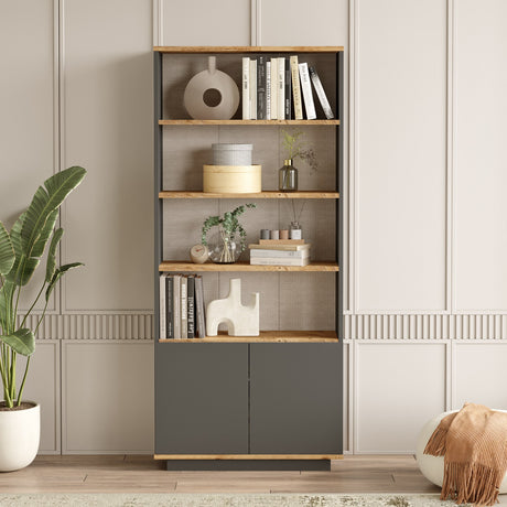 Bibliotecă FR16-AA, Pin atlantic - Antracit, 75x27x168 cm