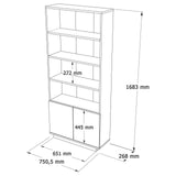 Bibliotecă FR16-AA, Pin atlantic - Antracit, 75x27x168 cm