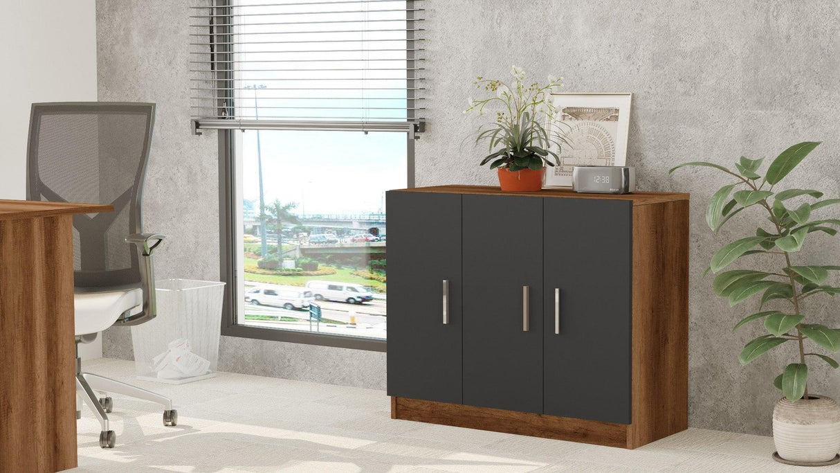 Dulap Multifunctional Varion cu 3 usi, Nuc - Stejar, 90 x 39 x 74 cm - Nuc, SKU 956LCS1501