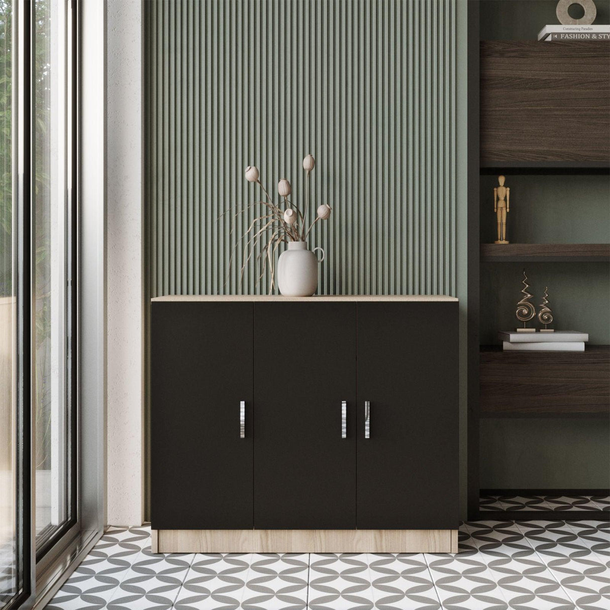 Dulap Multifunctional Varion cu 3 usi, Nuc - Stejar, 90 x 39 x 74 cm - Stejar, SKU 956LCS1501