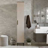 Dulap de Baie cu 6 compartimente, Crem - Maro, 30 x 184 x 30 cm
