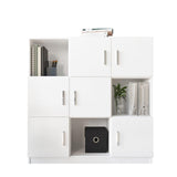 Dulap Multifunctional Birou Dormitor Zappu cu 6 Usi, Alb - Negru - Gri, 120 x 122 x 38 cm - Alb, SKU 956LCS1517
