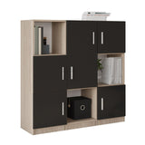 Dulap Multifunctional Birou Dormitor Zappu cu 6 Usi, Alb - Negru - Gri, 120 x 122 x 38 cm - Negru, SKU 956LCS1517