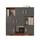 Dulap Multifunctional Birou Dormitor Zappu cu 6 Usi, Alb - Negru - Gri, 120 x 122 x 38 cm - Stil baroc, SKU 956LCS1517
