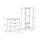 Dulap Haine pentru Casa Frame A Oligo cu Oglinda si 3 sertare, Alb - Gri  - Nuc (diverse dimensiuni) - Gri, SKU 956LCS1521
