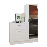 Dulap Haine pentru Casa Frame A Oligo cu Oglinda si 3 sertare, Alb - Gri  - Nuc (diverse dimensiuni) - Alb, SKU 956LCS1521