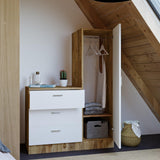 Dulap Haine pentru Casa Frame A Oligo cu Oglinda si 3 sertare, Alb - Gri  - Nuc (diverse dimensiuni) - Lemn Natural, SKU 956LCS1521