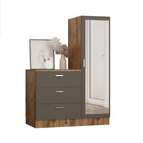 Dulap Haine pentru Casa Frame A Oligo cu Oglinda si 3 sertare, Alb - Gri  - Nuc (diverse dimensiuni) - Gri, SKU 956LCS1521