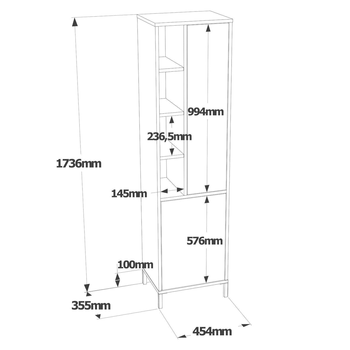 Dulap Baie Somany cu 2 usi si 6 rafturi, 45 x 174 x 36 cm - Alb, SKU 956LCS1580