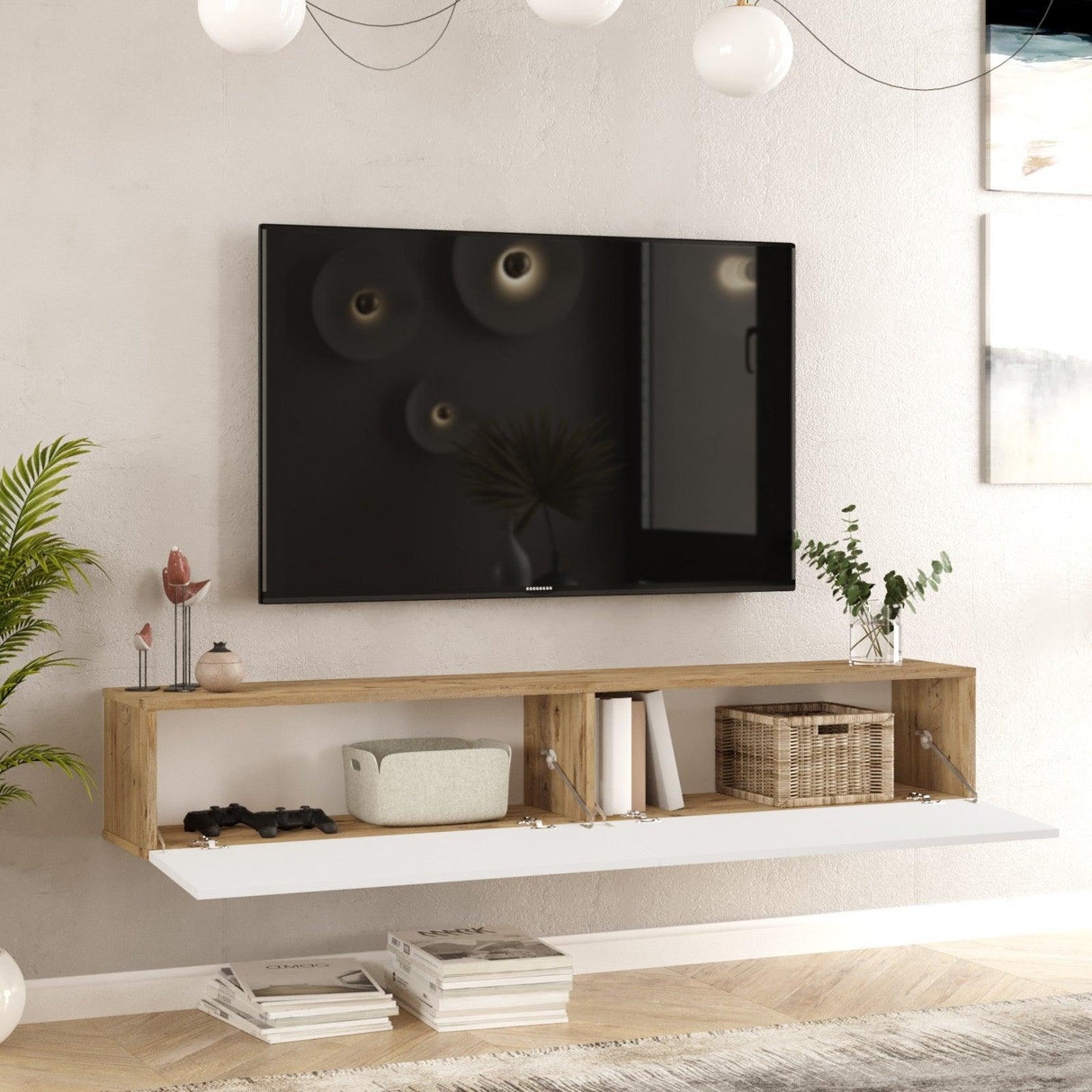 Comoda TV Twire, 180x30x32 cm - Alb, SKU 956LCS1611