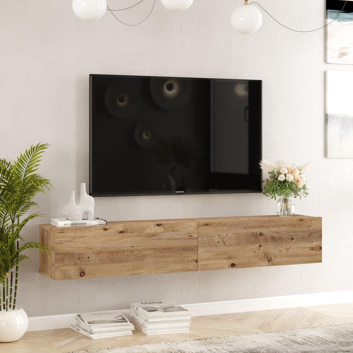 Comoda TV Twire, 180x30x32 cm - Stejar, SKU 956LCS1611