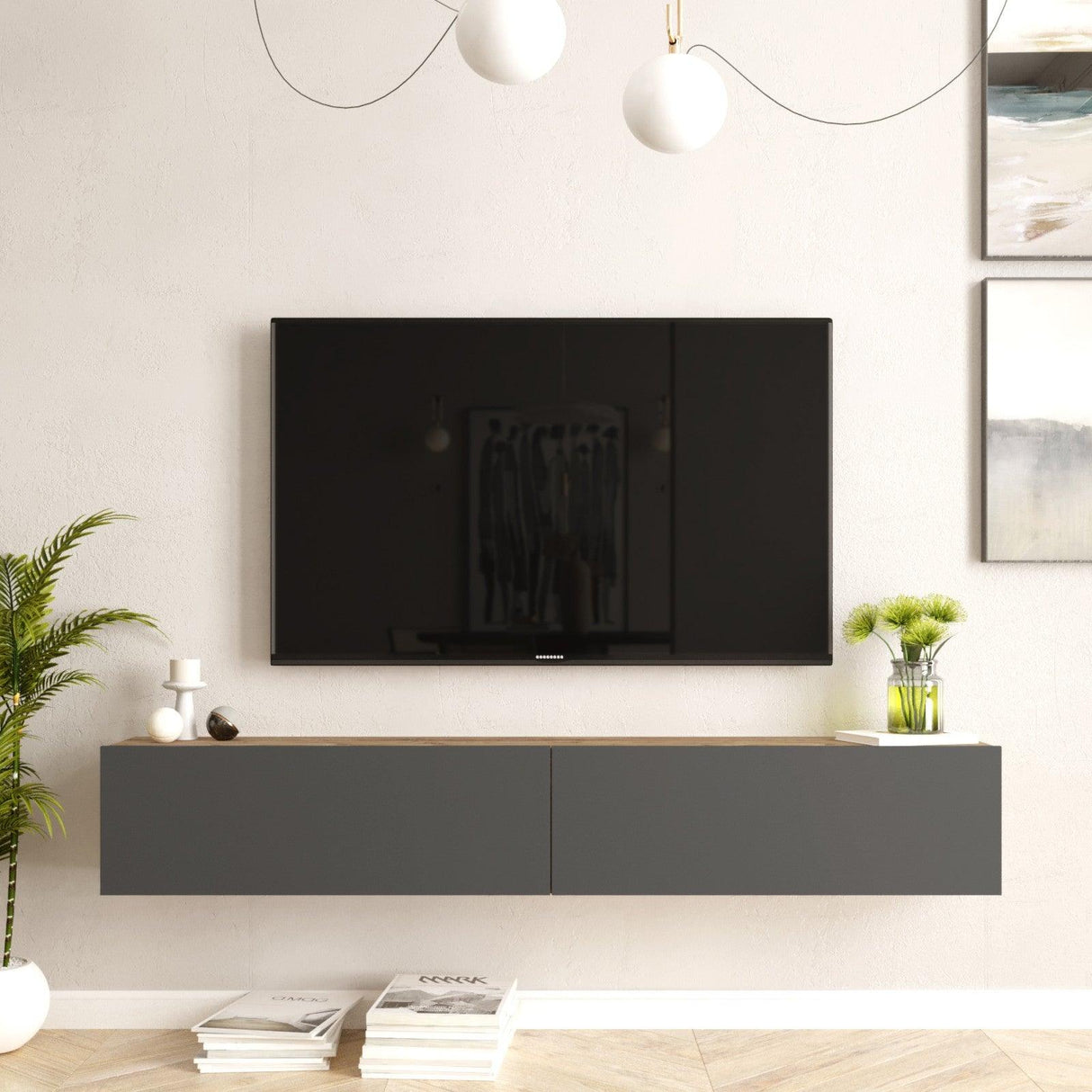 COMODA TV HM4 - CG, Stejar, 180x30x32 cm