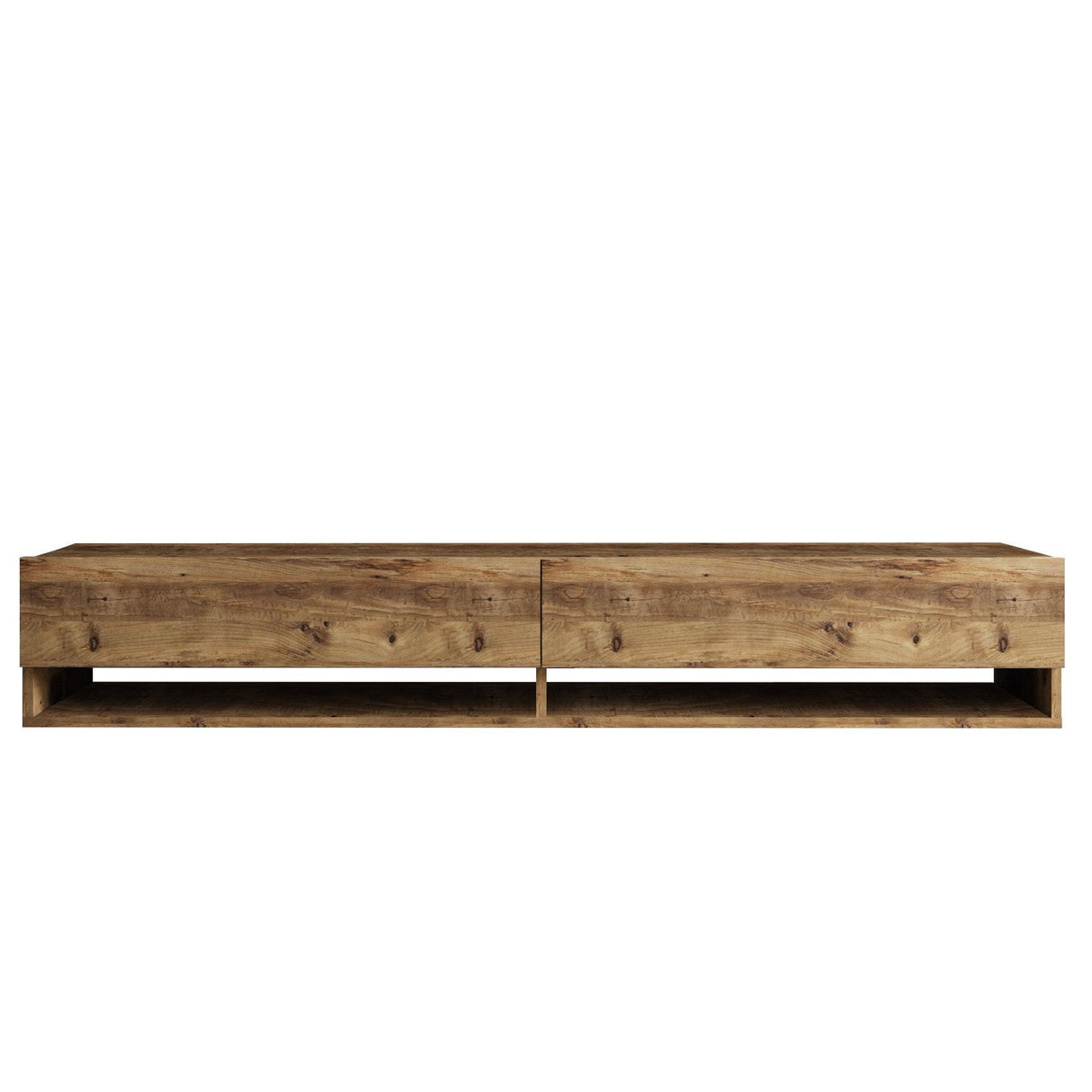 Comoda TV Tivo cu 2 Compartimente si 2 Rafturi, Stejar, 180 x 30 x 32 cm