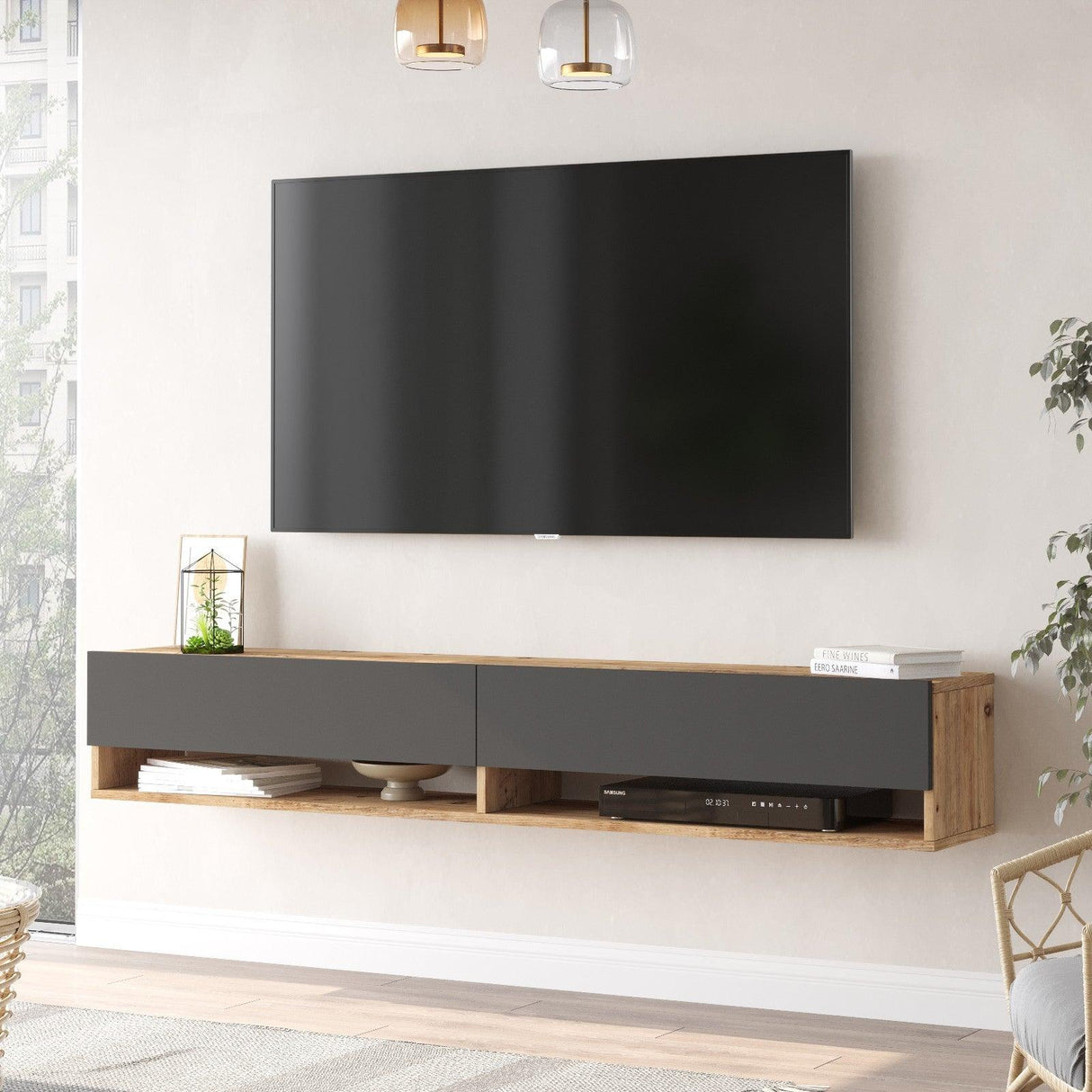 COMODA TV HM5 - CG, Stejar, 180x29x32 cm