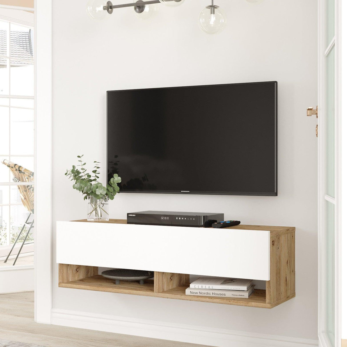 Comoda TV Wiali, Stejar, 100x30x32 cm