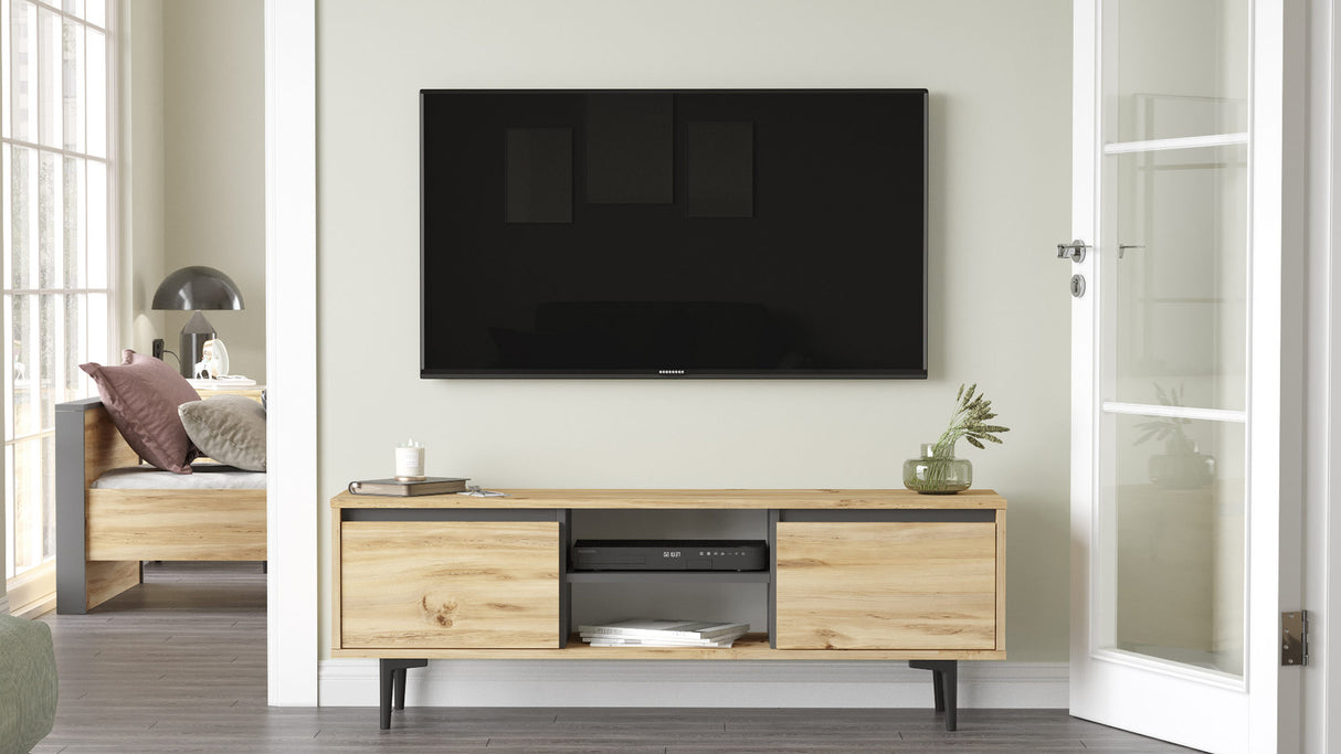 Comodă TV Ar1-Ka, Felt - Antracit, 140x36x48 cm