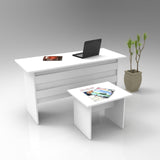 Set de mobilier de birou Serdar, Alb - Nuc - Stejar, Birou - Masuta - Alb, SKU 956LCS2101