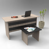 Set de mobilier de birou Serdar, Alb - Nuc - Stejar, Birou - Masuta - Stejar, SKU 956LCS2101
