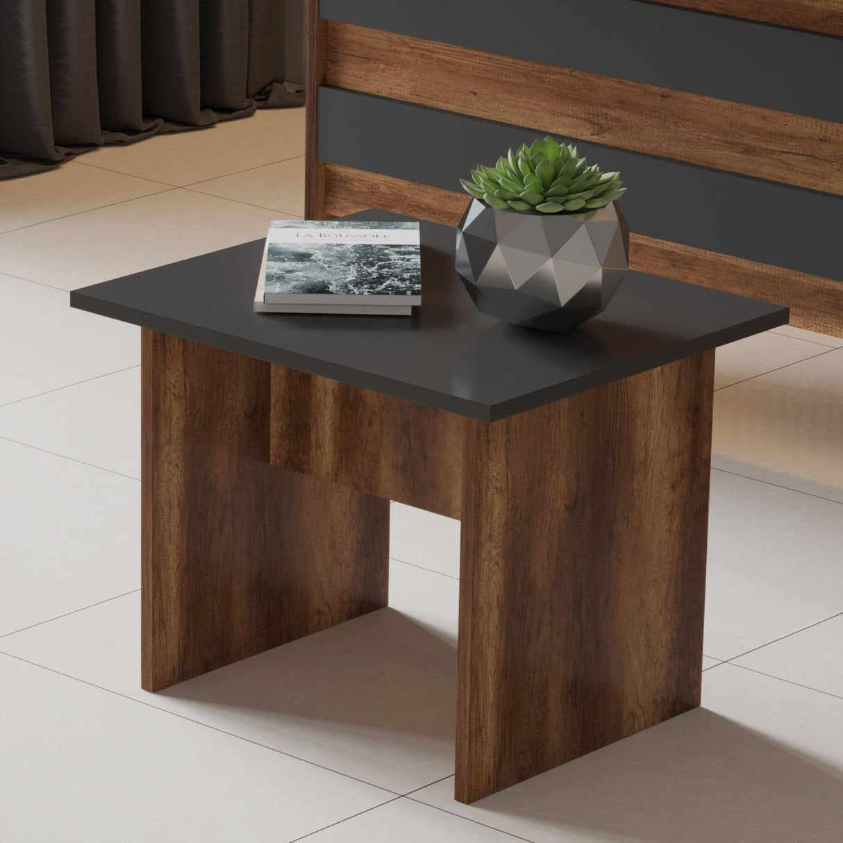 Set de mobilier de birou Serdar, Alb - Nuc - Stejar, Birou - Masuta - Nuc, SKU 956LCS2101
