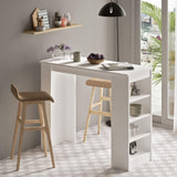 Masa Bucatarie Bar multifunctionala Wallo, Gri - Stejar - Alb - Negru, 120 x 102 x 52 cm - Alb, SKU 956LCS2201