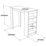 Masa Bucatarie Bar multifunctionala Wallo, Gri - Stejar - Alb - Negru, 120 x 102 x 52 cm - Lemn Natural, SKU 956LCS2201