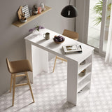 Masa Bucatarie Bar multifunctionala Wallo, Gri - Stejar - Alb - Negru, 120 x 102 x 52 cm - Alb, SKU 956LCS2201