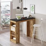 Masa Bucatarie Bar multifunctionala Wallo, Gri - Stejar - Alb - Negru, 120 x 102 x 52 cm - Negru, SKU 956LCS2201