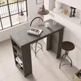 Masa Bucatarie Bar multifunctionala Wallo, Gri - Stejar - Alb - Negru, 120 x 102 x 52 cm - Gri, SKU 956LCS2201