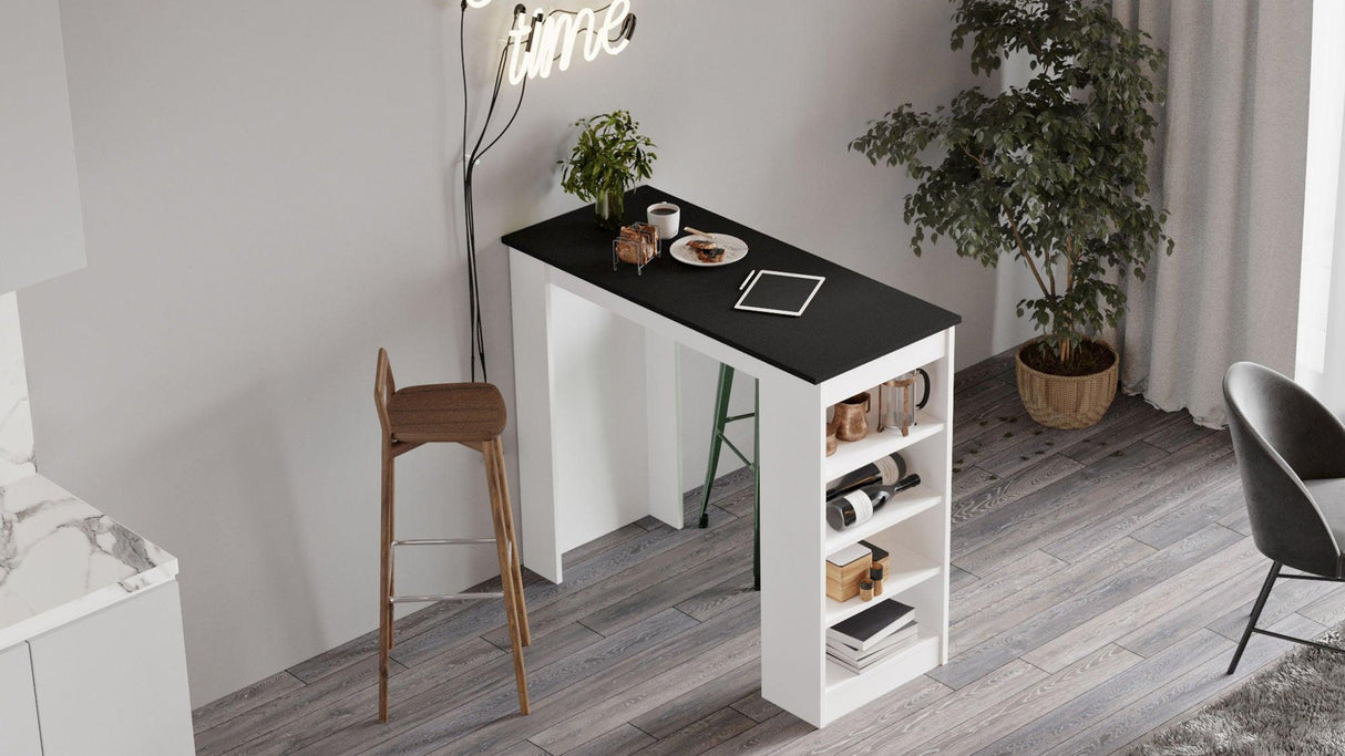 Masa Bucatarie Bar multifunctionala Wallo, Gri - Stejar - Alb - Negru, 120 x 102 x 52 cm - Multicolor, SKU 956LCS2201