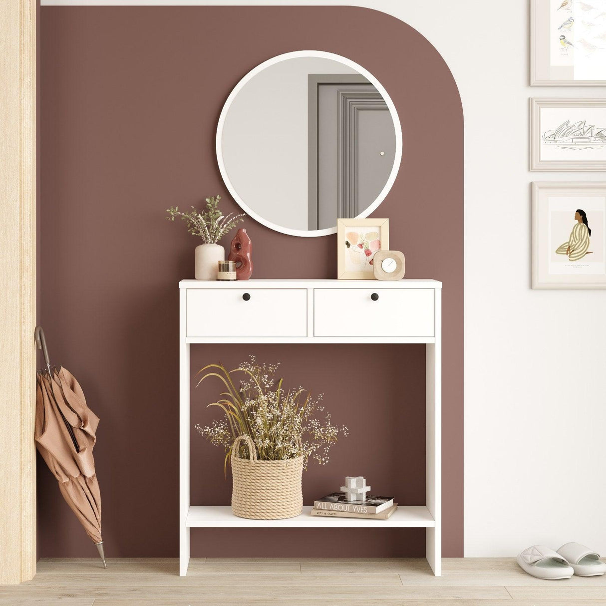 Bufet Castle cu oglinda , Alb, 81 x 90 x 25 cm - Alb, SKU 956LCS2301