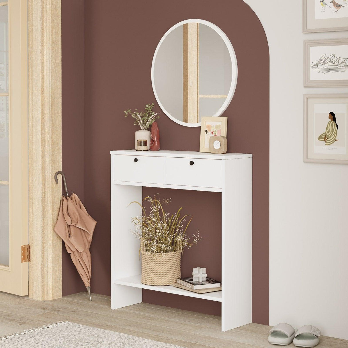 Bufet Castle cu oglinda , Alb, 81 x 90 x 25 cm - Alb, SKU 956LCS2301