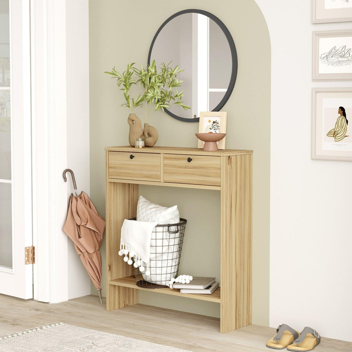 Bufet Castle cu oglinda , Alb, 81 x 90 x 25 cm - Stejar, SKU 956LCS2301