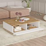 Set Mobila Sufragerie Songul, Alb -  Stejar, Comoda Tv - Consola - Masuta de Cafea
