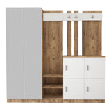 Cuier cu pantofar Maxi Arch cu 2 usi si oglinda,  Alb - Gri, 188 x 180 x 38 cm - Alb, SKU 956LCS2809