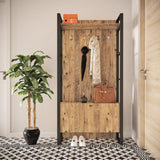 Cuier cu pantofar cadru metal, Stejar, 90 x 180 x 34 cm