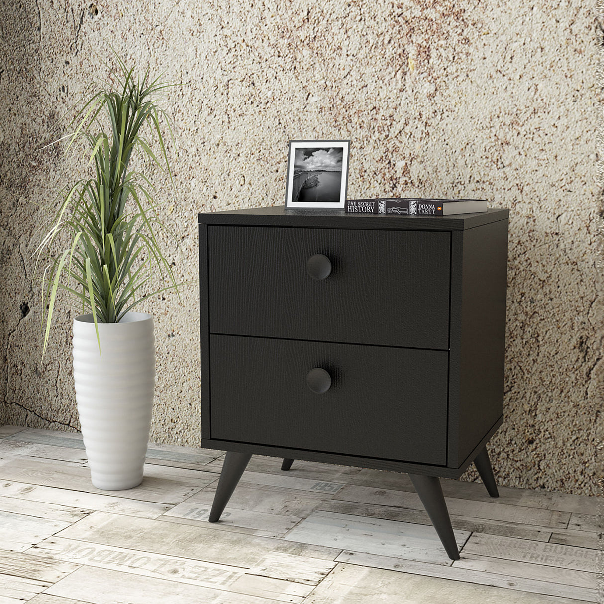 Noptieră Vl67-332, Negru, 49x40x59 cm
