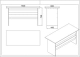 Set mobilier de birou Vo19-Ob, Stejar - Larx - Negru, 140x74x60 cm